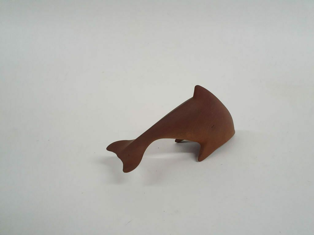 Scandinavian Modern Solid Teak Dolphin Sculpture, 1950's photo Art