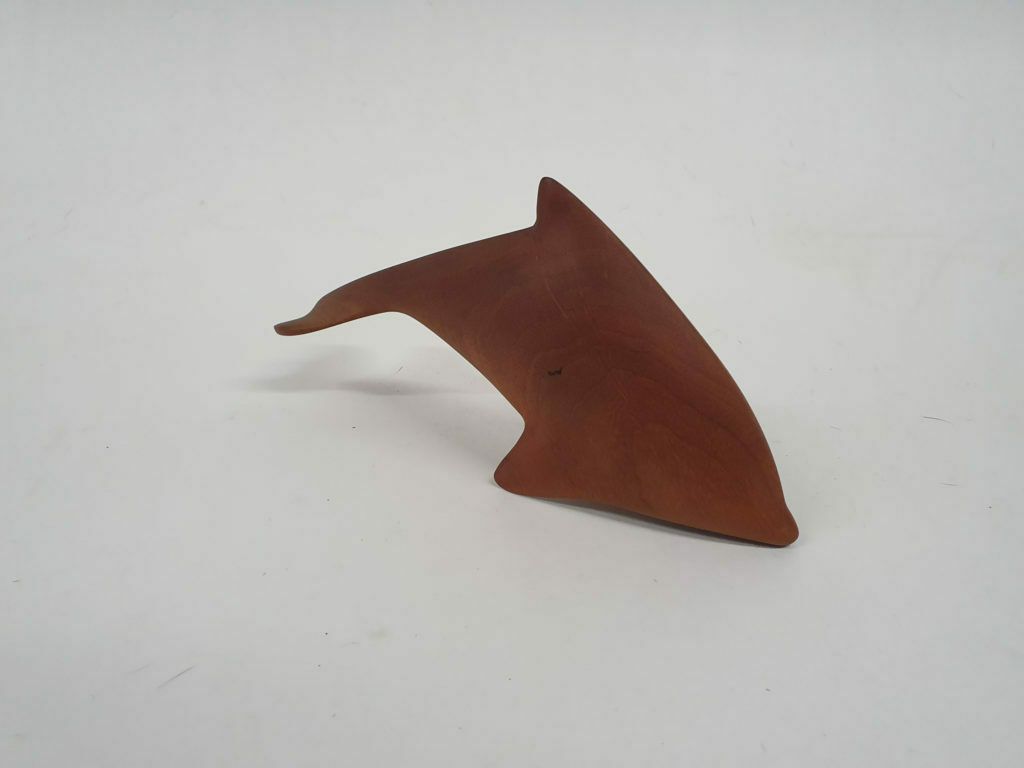 Scandinavian Modern Solid Teak Dolphin Sculpture, 1950's photo 123.6