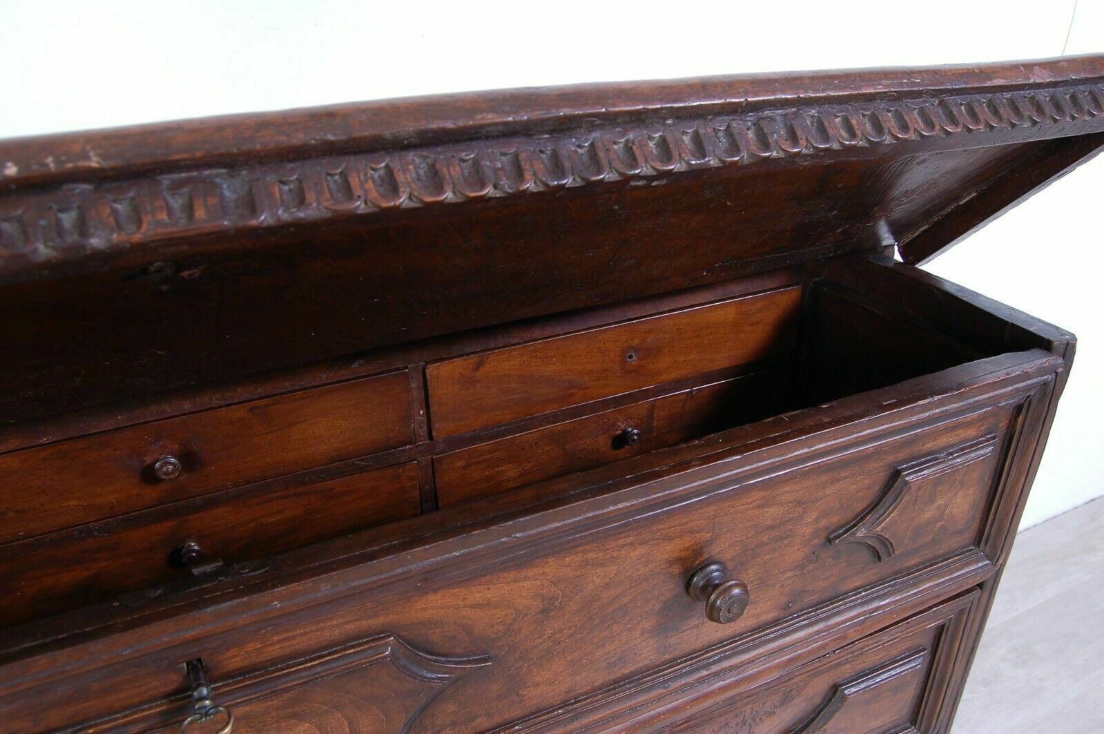 Antique Chest Of Drawers From The End Of The 18th Century, Old Lombard Chest Of Drawers With Walnut Flap photo 2528.0
