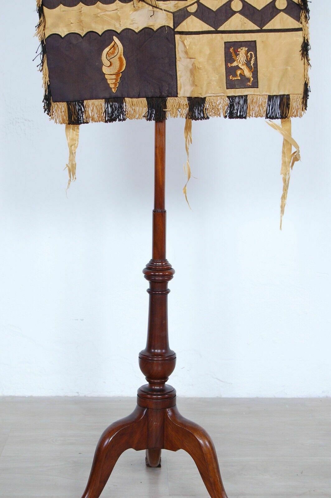 photo furniture Pair Of Antique Wooden Standard Holders Support Rod For Coats Of Arms Or Vestments
