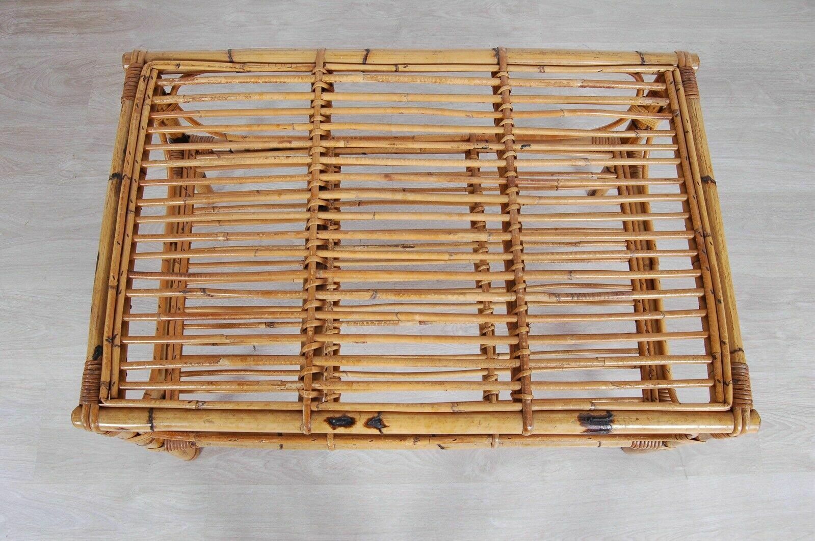 Elegant Bamboo And Wicker Living Room Tea Table 80x52cm Height 49cm photo for sale