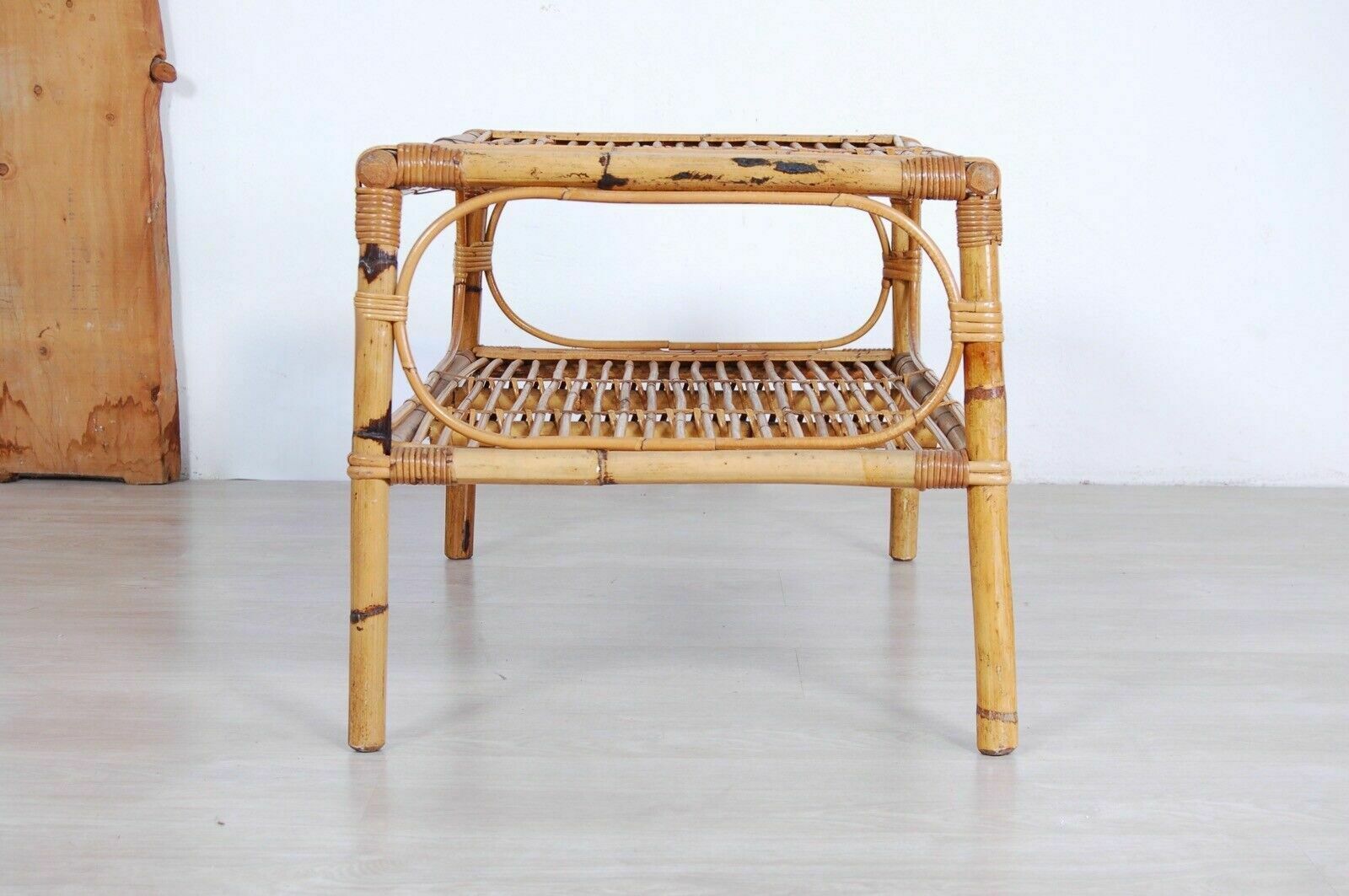photo furniture Elegant Bamboo And Wicker Living Room Tea Table 80x52cm Height 49cm