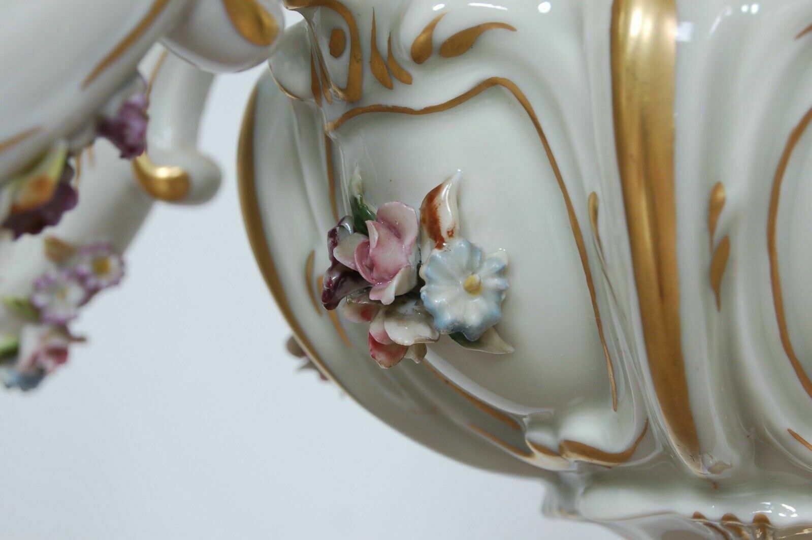 Lighting Capodimonte Chandelier 6 Lights Grandmother's Lamp Ceramic Arms Flowers photo