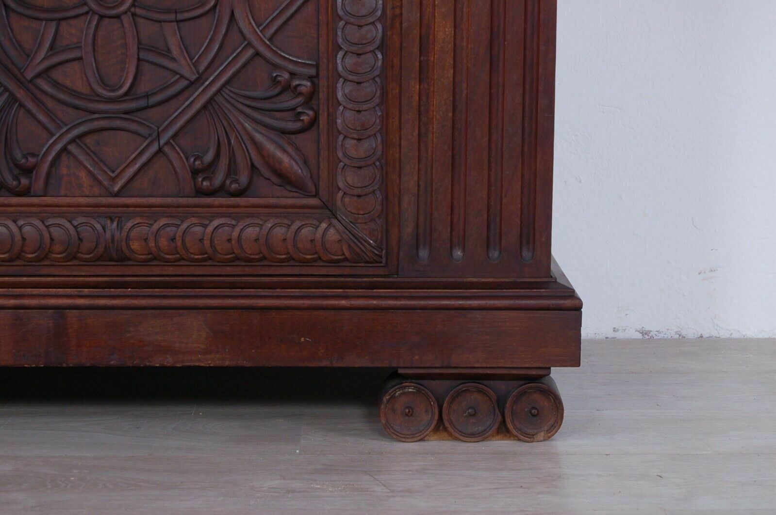 Ancient Low Sideboard, Old Chest Of Drawers With Mirror From The Early 1900s In Solid Wood photo Furniture