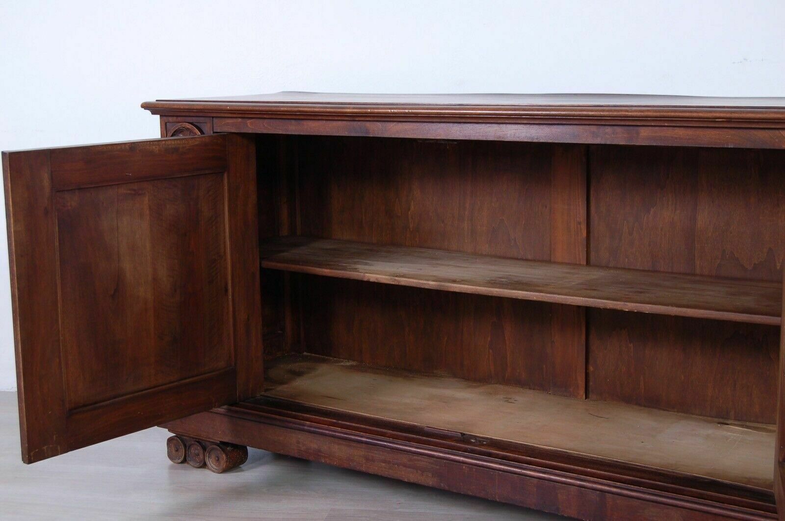 Furniture Ancient Low Sideboard, Old Chest Of Drawers With Mirror From The Early 1900s In Solid Wood photo