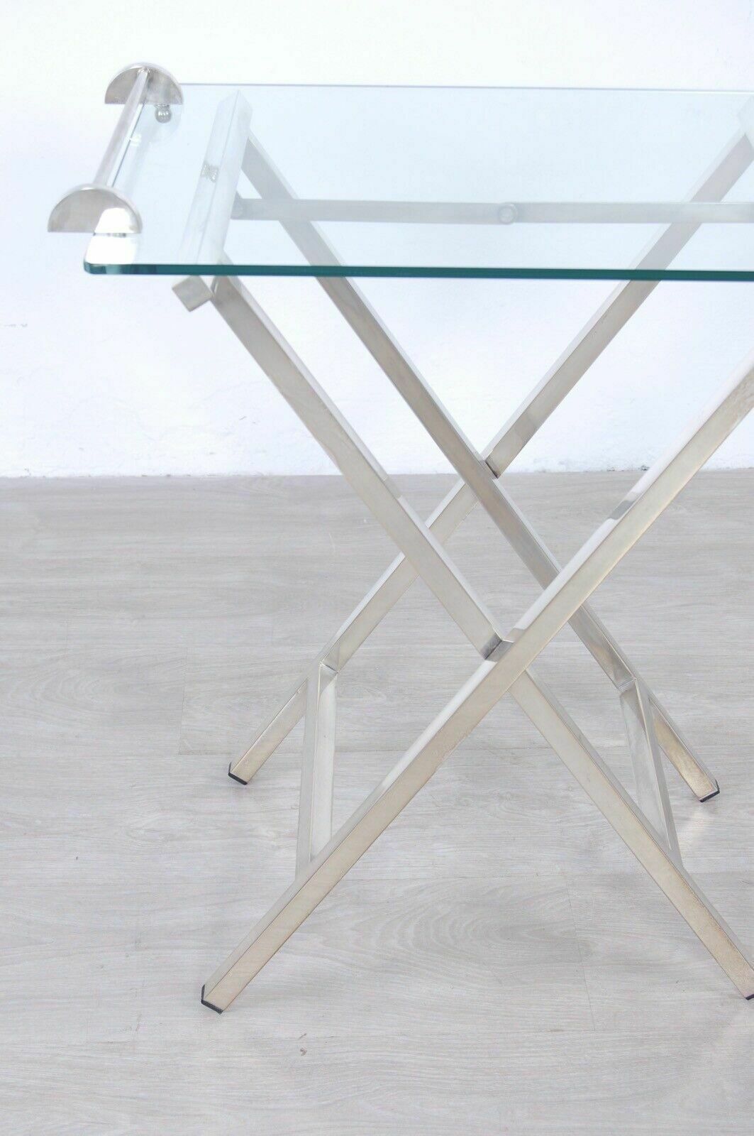 Folding Serving Table Trolley In Silver And Glass, 60s Design photo vintage