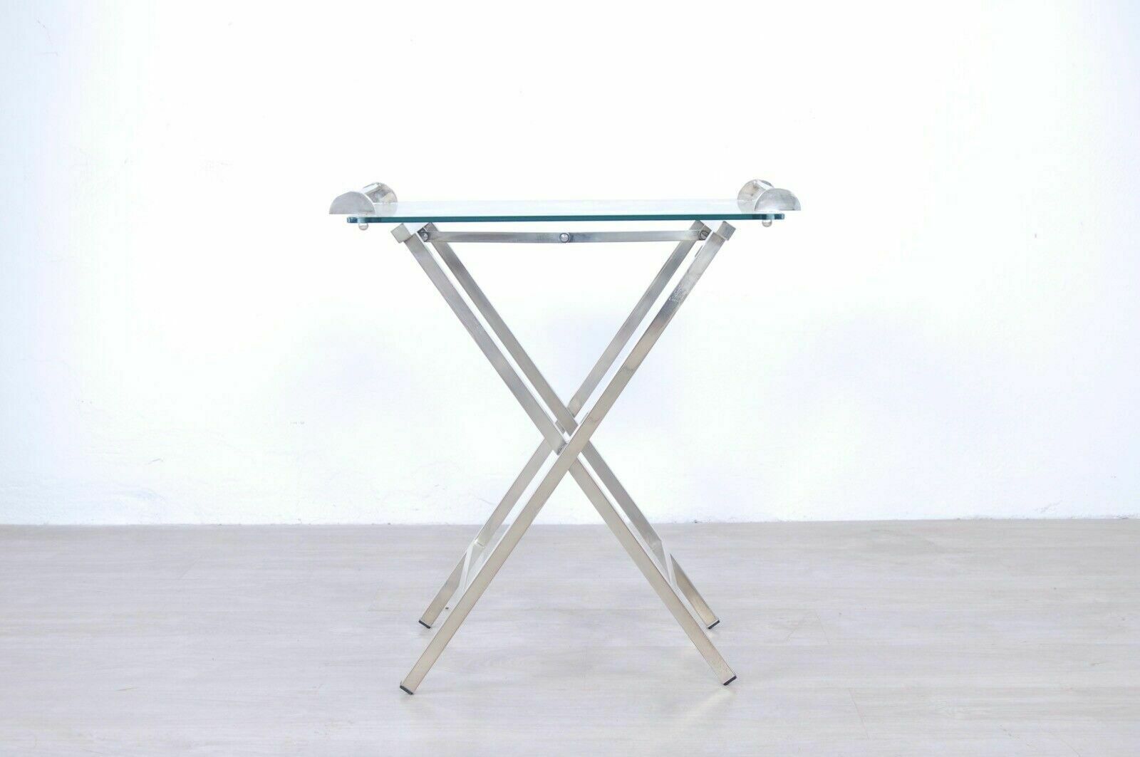 Furniture Folding Serving Table Trolley In Silver And Glass, 60s Design photo