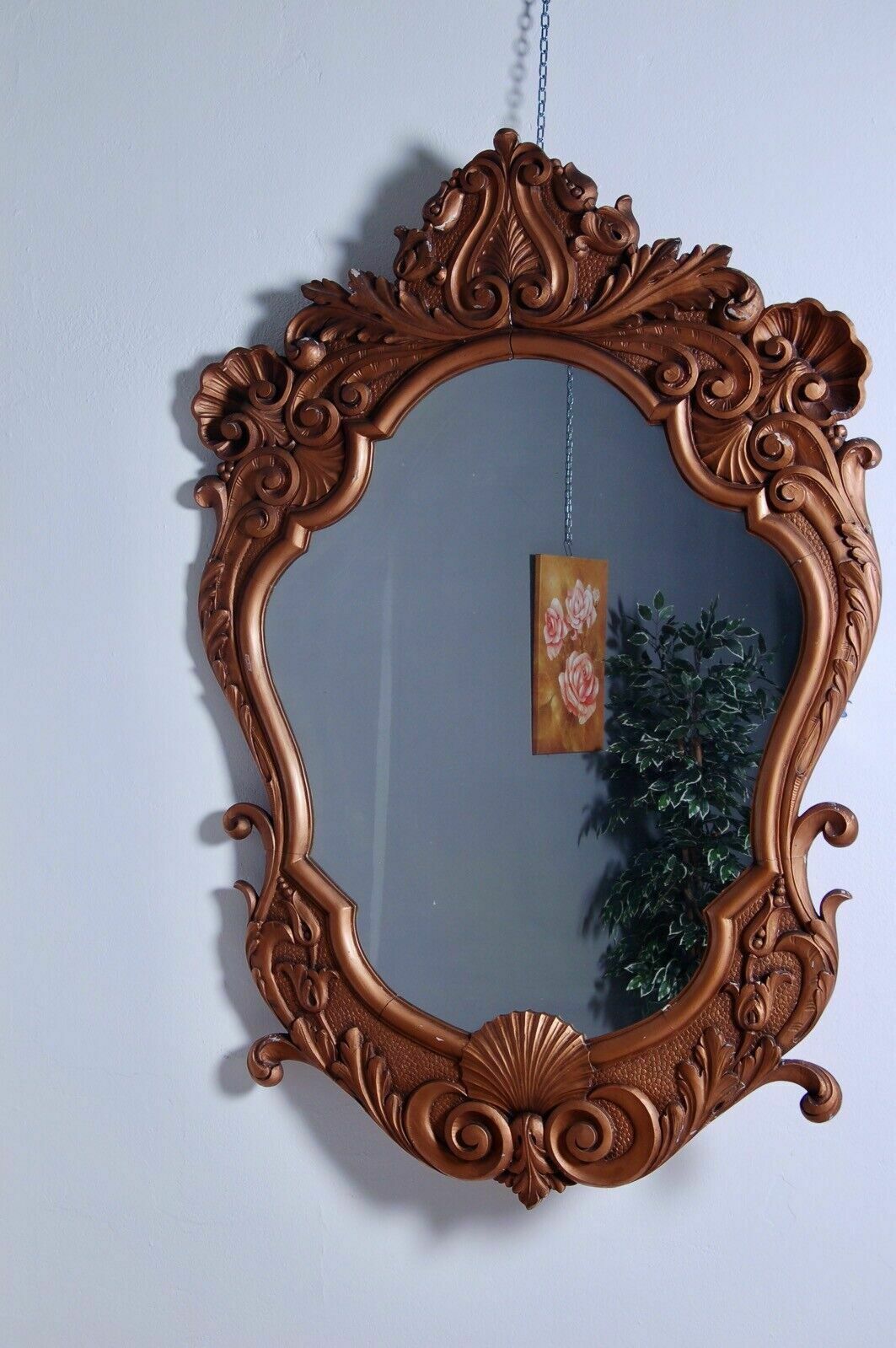 Large Mirror, Antique Mirror With Gilded Wooden Frame From The Late 1800s And Early 1900s photo for sale