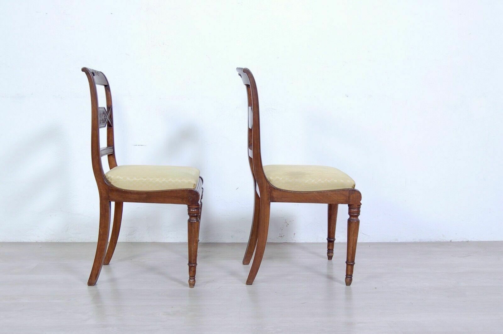 Old Wooden Chairs Early 1900s Antique Carvings Classic Seats photo for sale