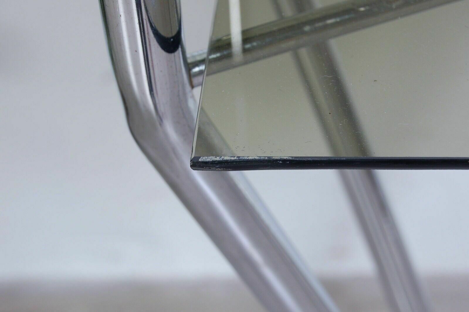 Space Age Entrance Console High Table Design From The 70s Steel Marble Smoked Glass photo vinterior