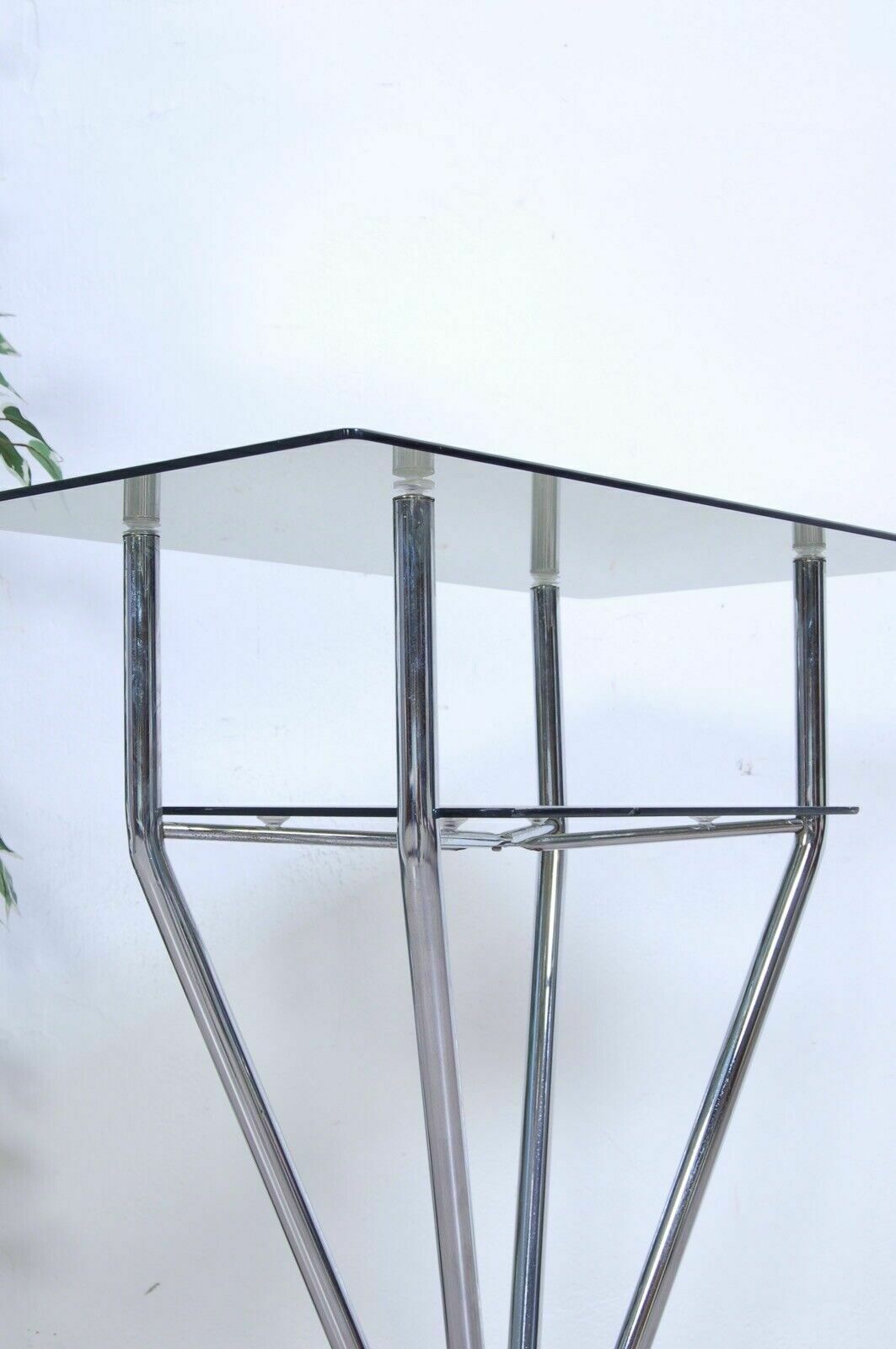 photo for sale Space Age Entrance Console High Table Design From The 70s Steel Marble Smoked Glass
