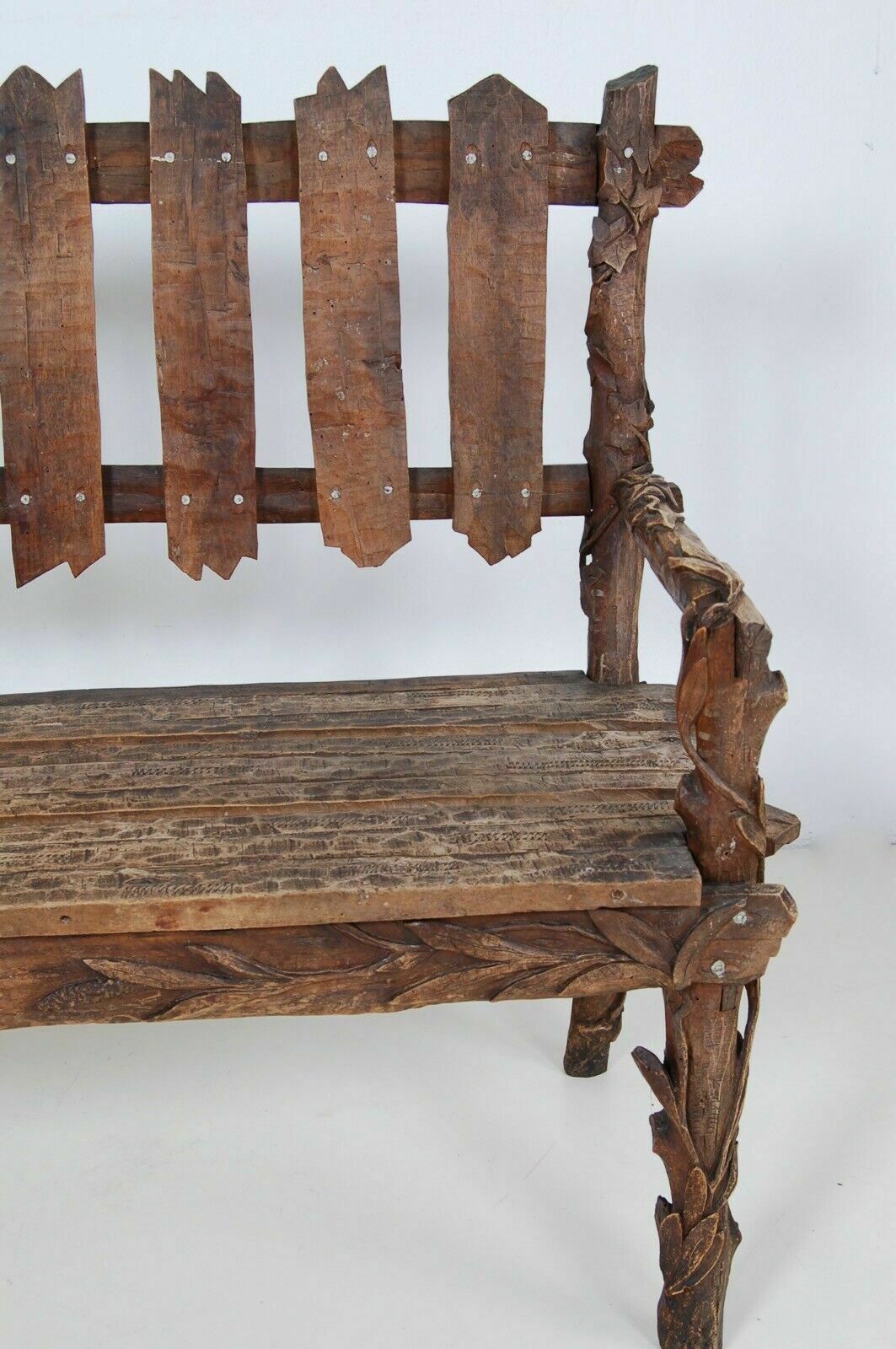 Hand Carved Wooden Garden Lounge Set, Unique Piece Of Craftsmanship From The 20s And 30s photo for sale