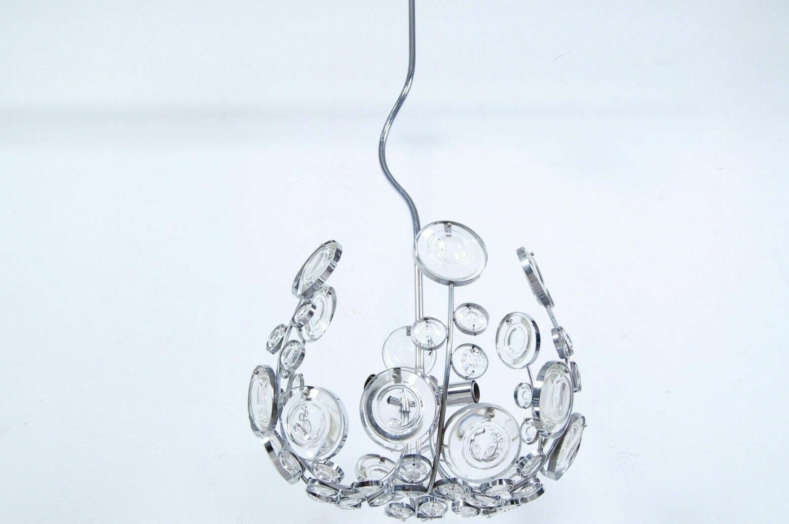 Space Age Chandelier Ceiling Lamp Design From The 70s In Murano Glass Steel photo Lighting
