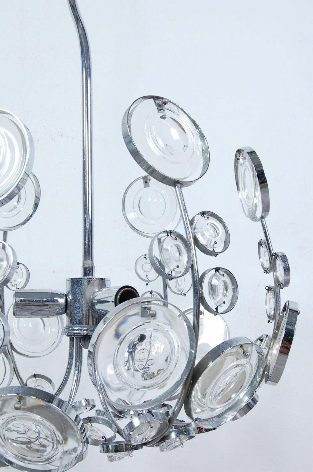 Space Age Chandelier Ceiling Lamp Design From The 70s In Murano Glass Steel photo buy