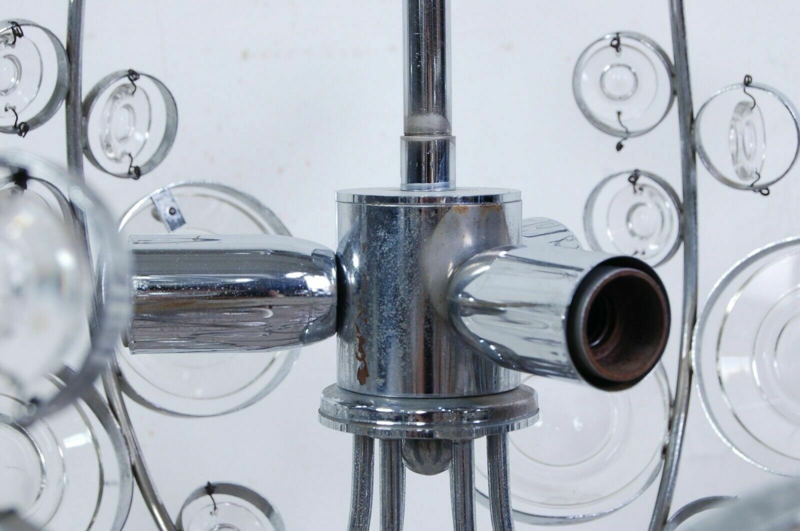 photo furniture Space Age Chandelier Ceiling Lamp Design From The 70s In Murano Glass Steel