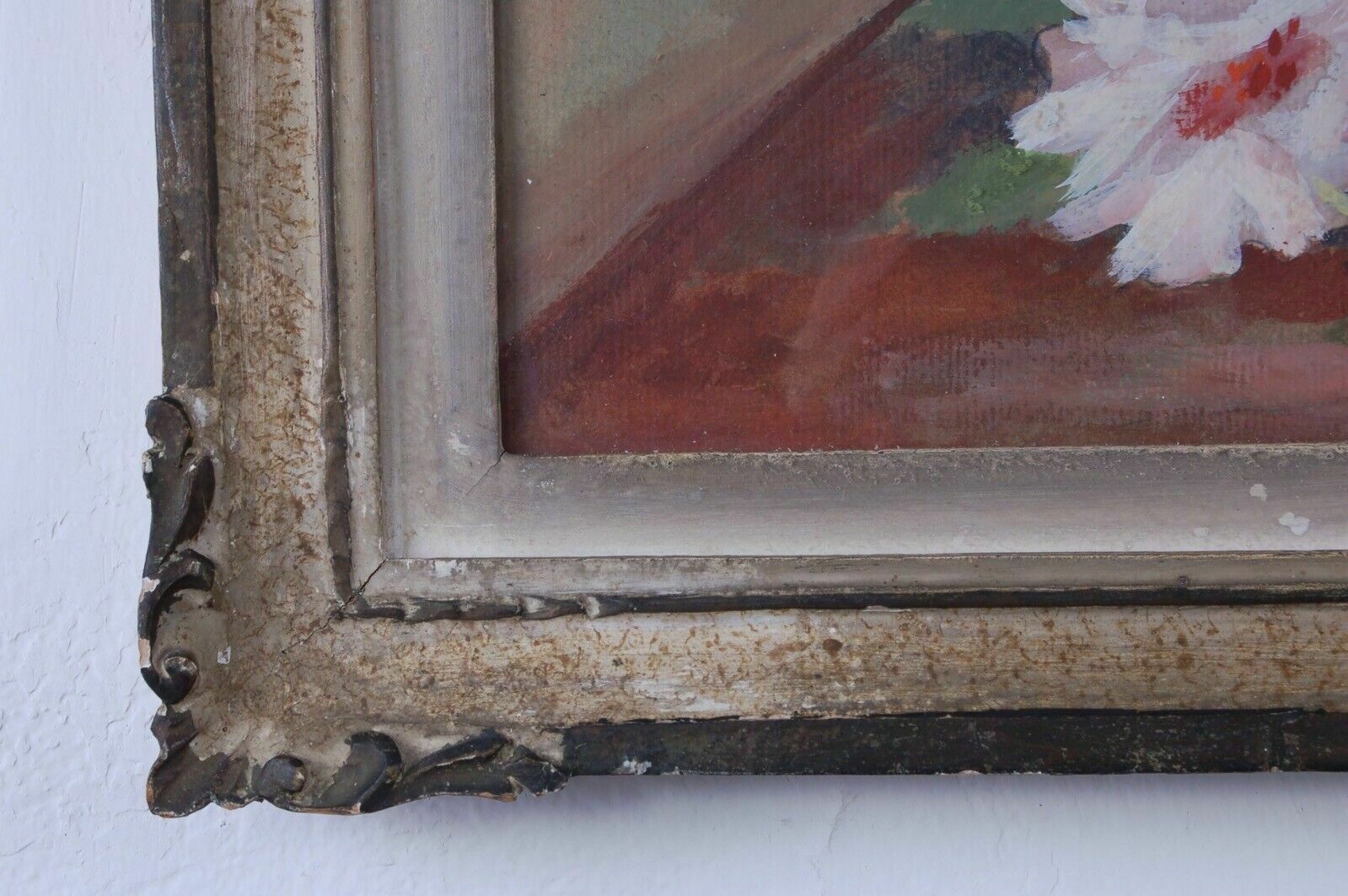 Oil Painting On Hardboard Ghisleni Still Life Vase Of Flowers With Frame photo vinterior