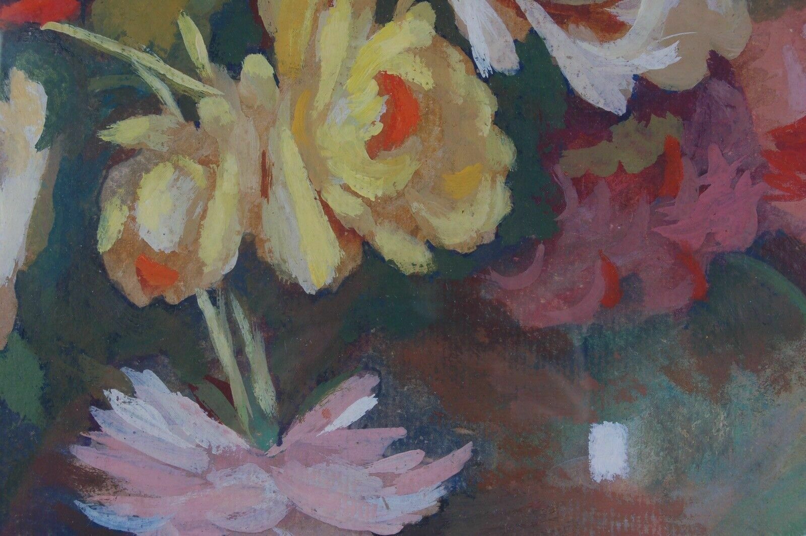 Oil Painting On Hardboard Ghisleni Still Life Vase Of Flowers With Frame photo buy