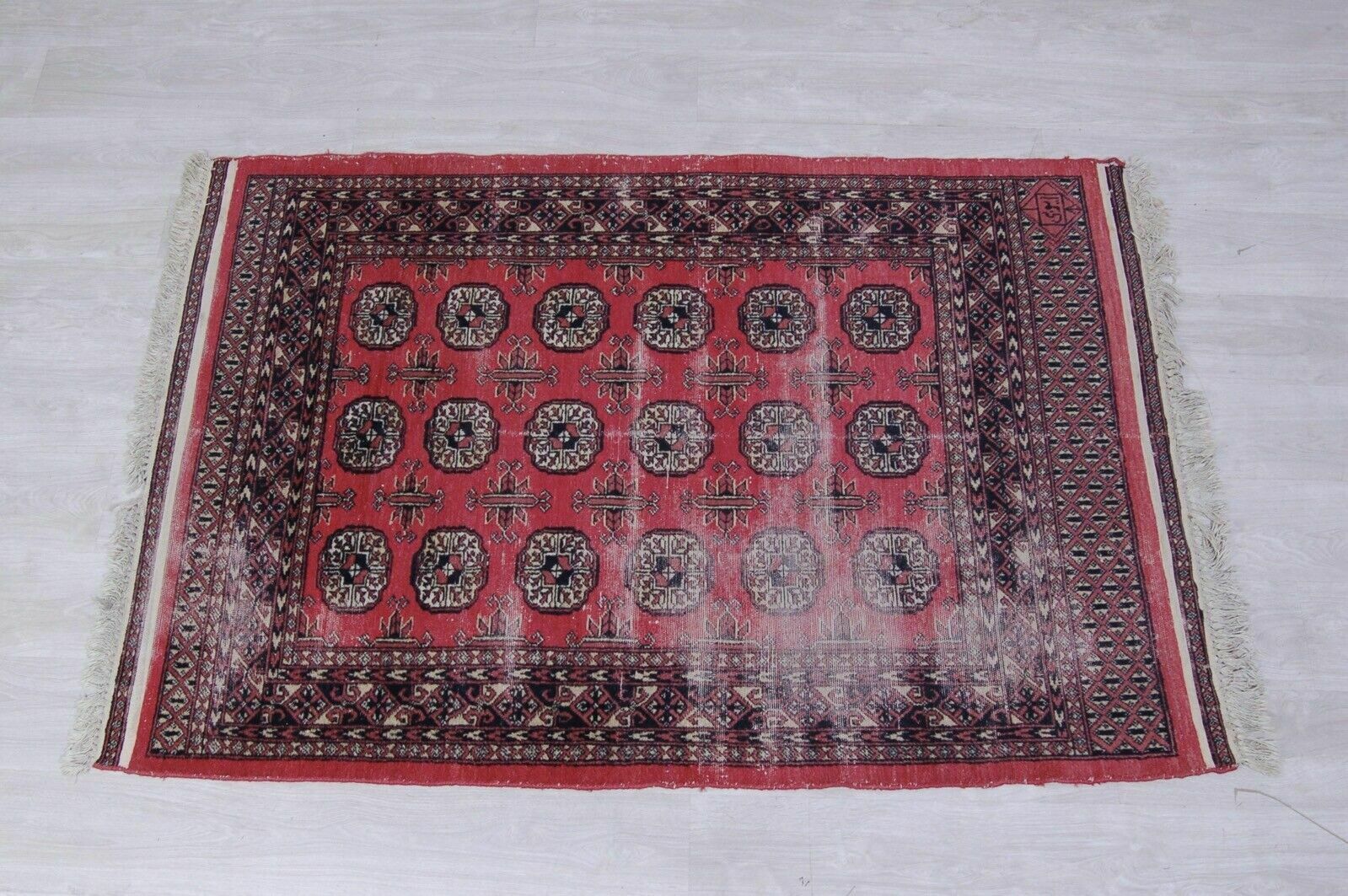 Pakistani Carpet Bukhara Short Pile Oriental Motifs Asymmetrical