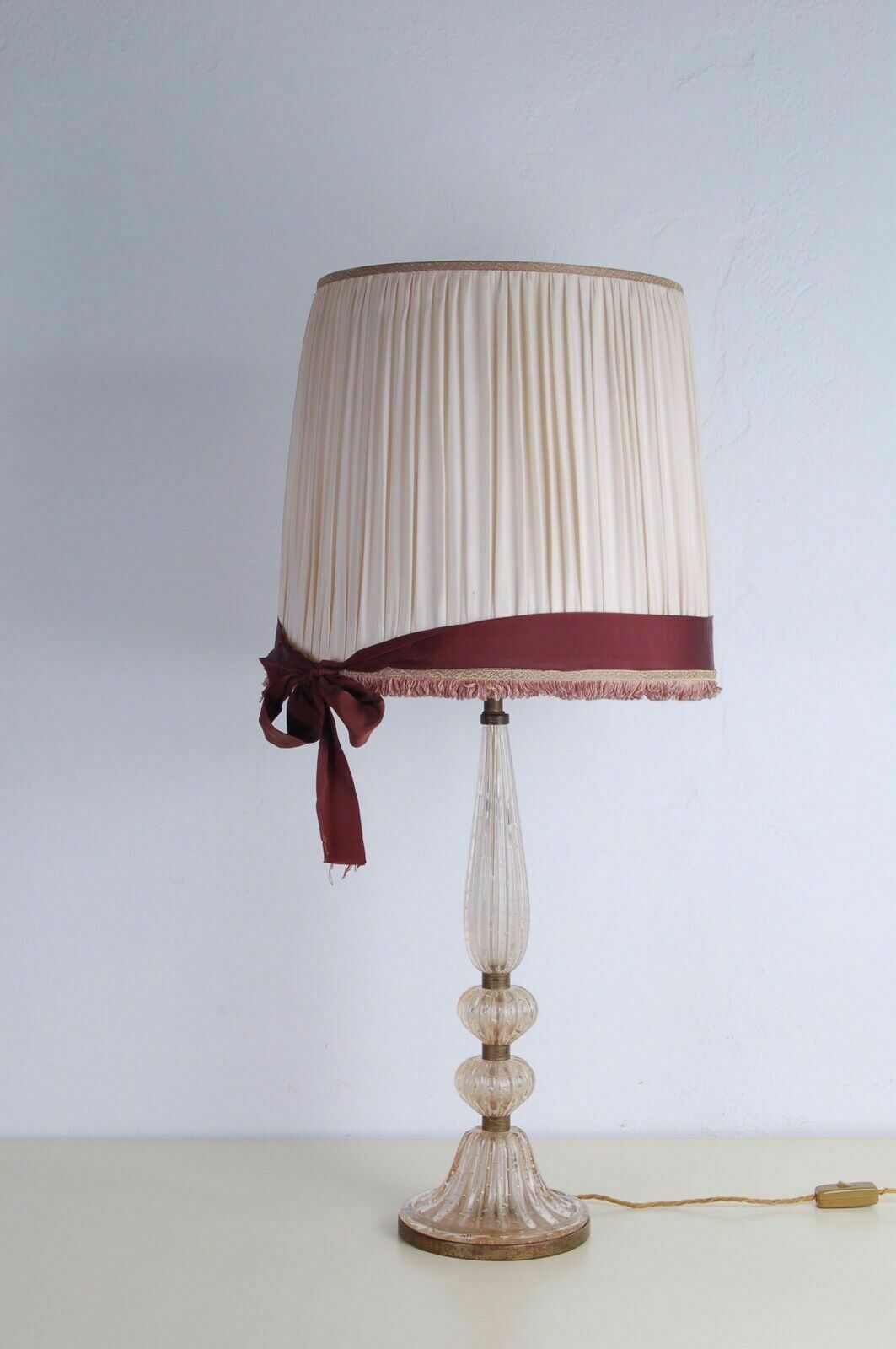 Barovier & Toso Ancient Venetian Table Lamp In Early 1900s Bullicante Murano Glass photo for sale
