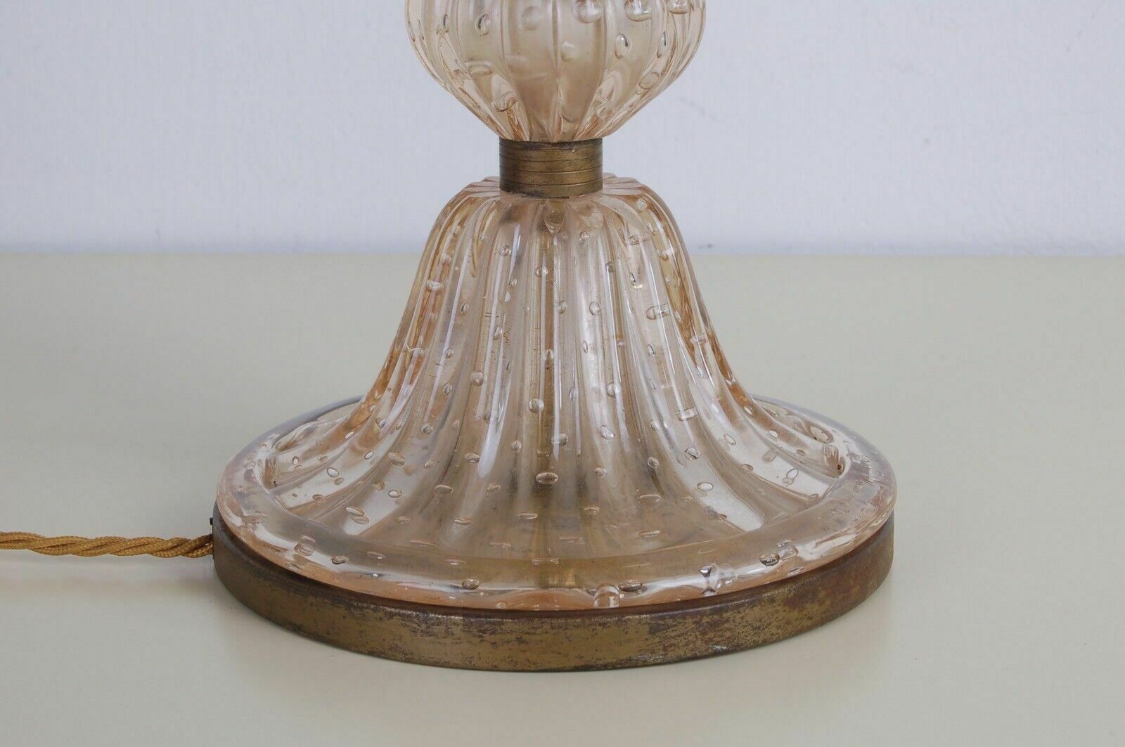 photo for sale Barovier & Toso Ancient Venetian Table Lamp In Early 1900s Bullicante Murano Glass