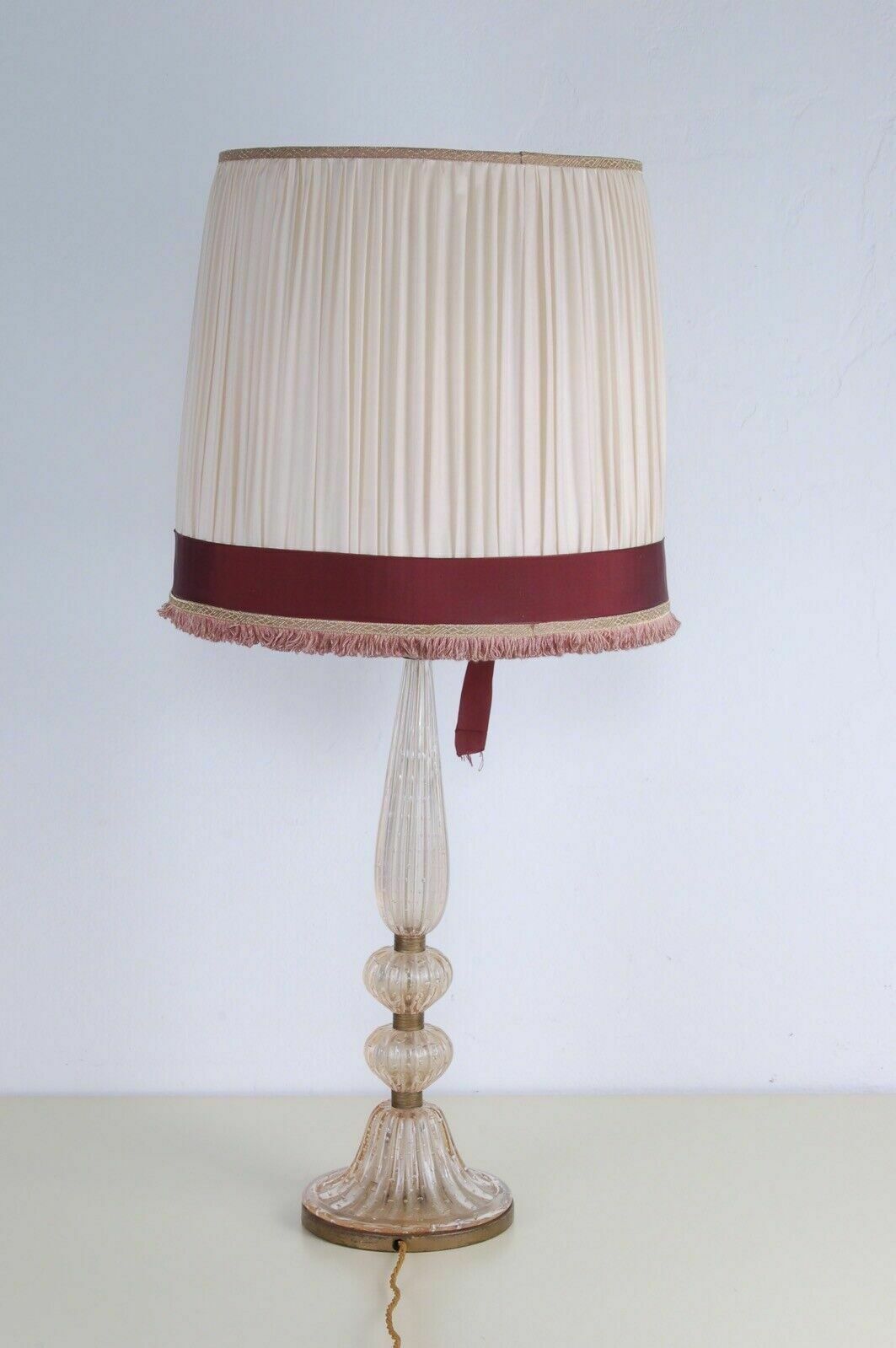 Lighting Barovier & Toso Ancient Venetian Table Lamp In Early 1900s Bullicante Murano Glass photo