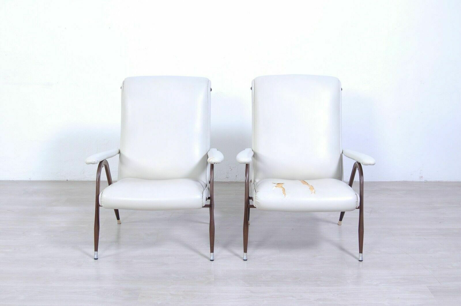 Pair Of Vintage 50s Design Armchairs, Mid Century Bow Leg Armchairs photo furniture