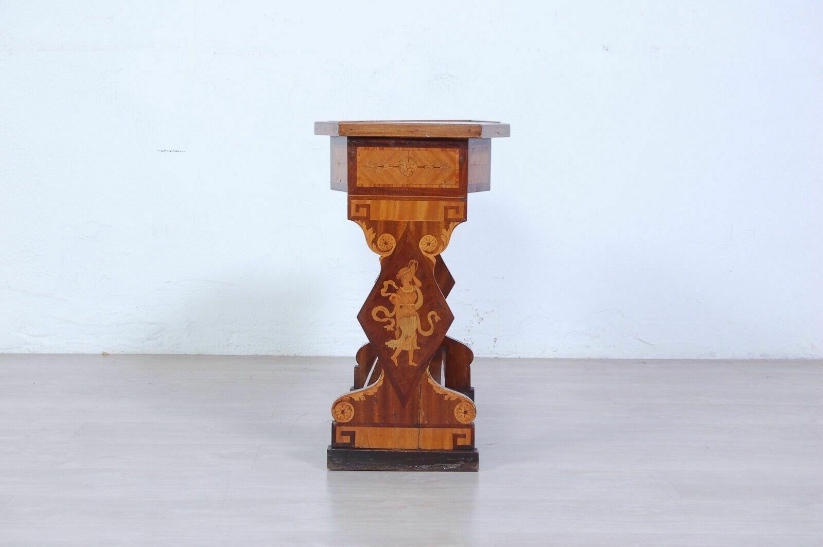 photo for sale Antique Coffee Table From The Early 1900s. Coffee Table Inlaid With Beautiful Shapes In Briar