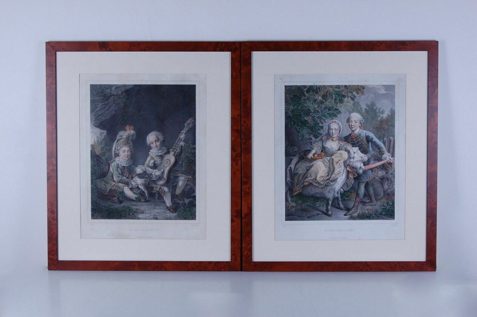 Pair Of Watercolor Lithographs. Peyre Jules. Bernard, Bequet, Paris. Early 1800s