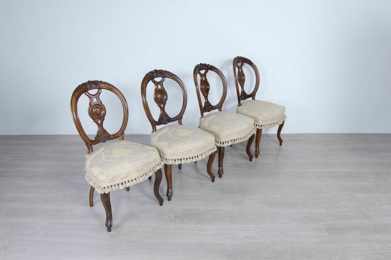 Luigi Filippo Chairs End 800 4 Seats Walnut Wood Velvet Seat And Chair Cover photo furniture