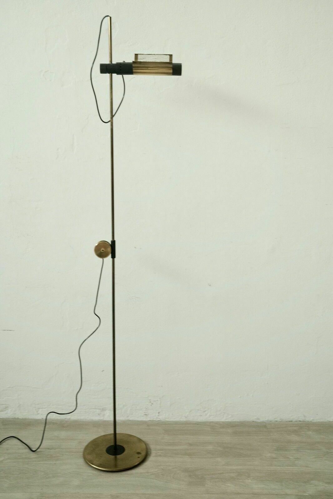 Floor Lamp Iron Brass Design From The 60s, Adjustable Lampshade With Dimmer