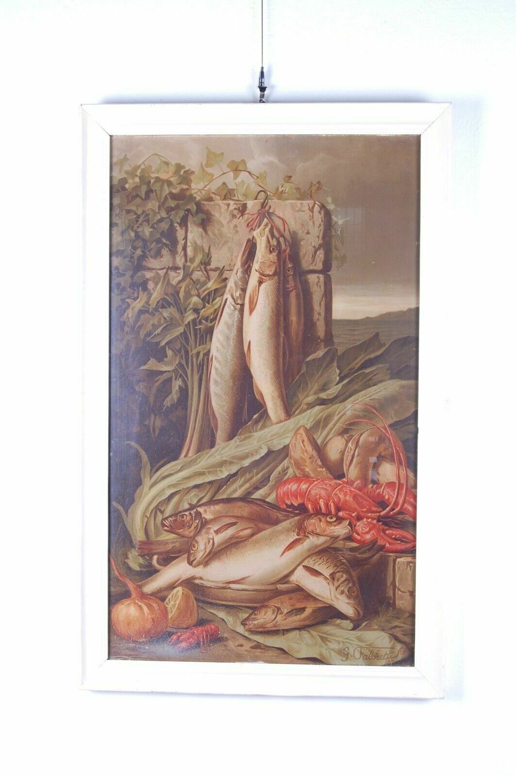 Giuseppe Falchetti Chromolithographs And Picture Frame Still Life Hunting And Fishing photo Art