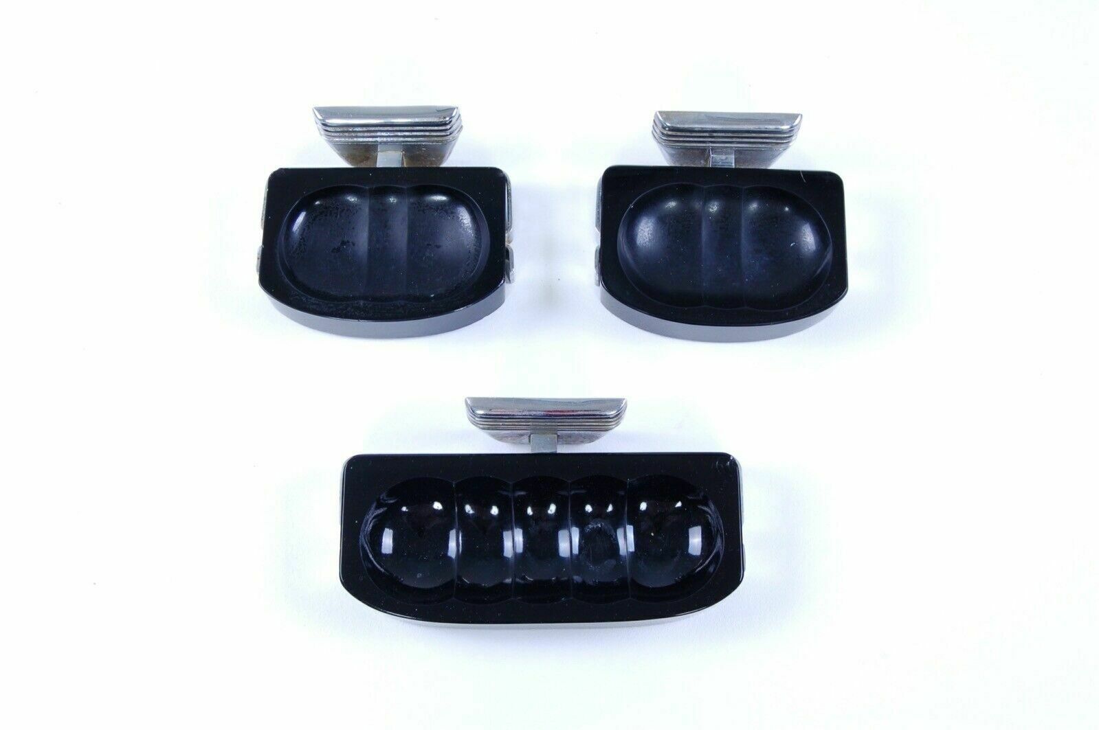Bathroom Set In Chromed Metal And Black Opal Glass 40s Ep Milano photo buy