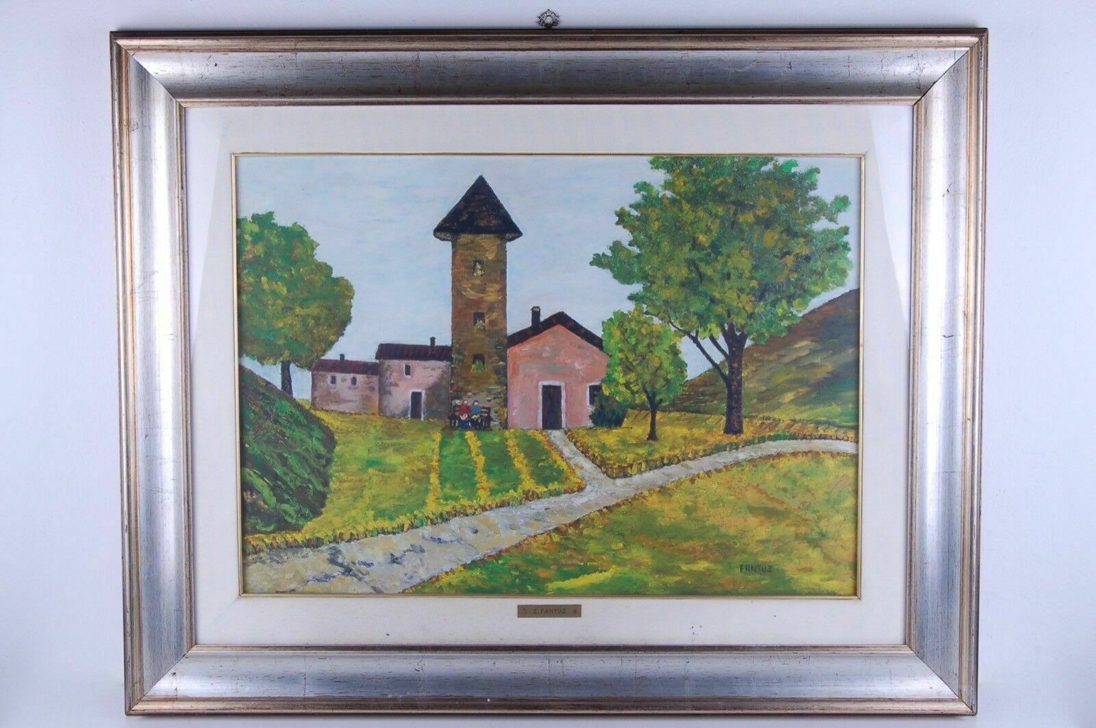 Estevan Fantuz Painting Oil On Canvas: The Bell Tower Of The Hay. 1977.