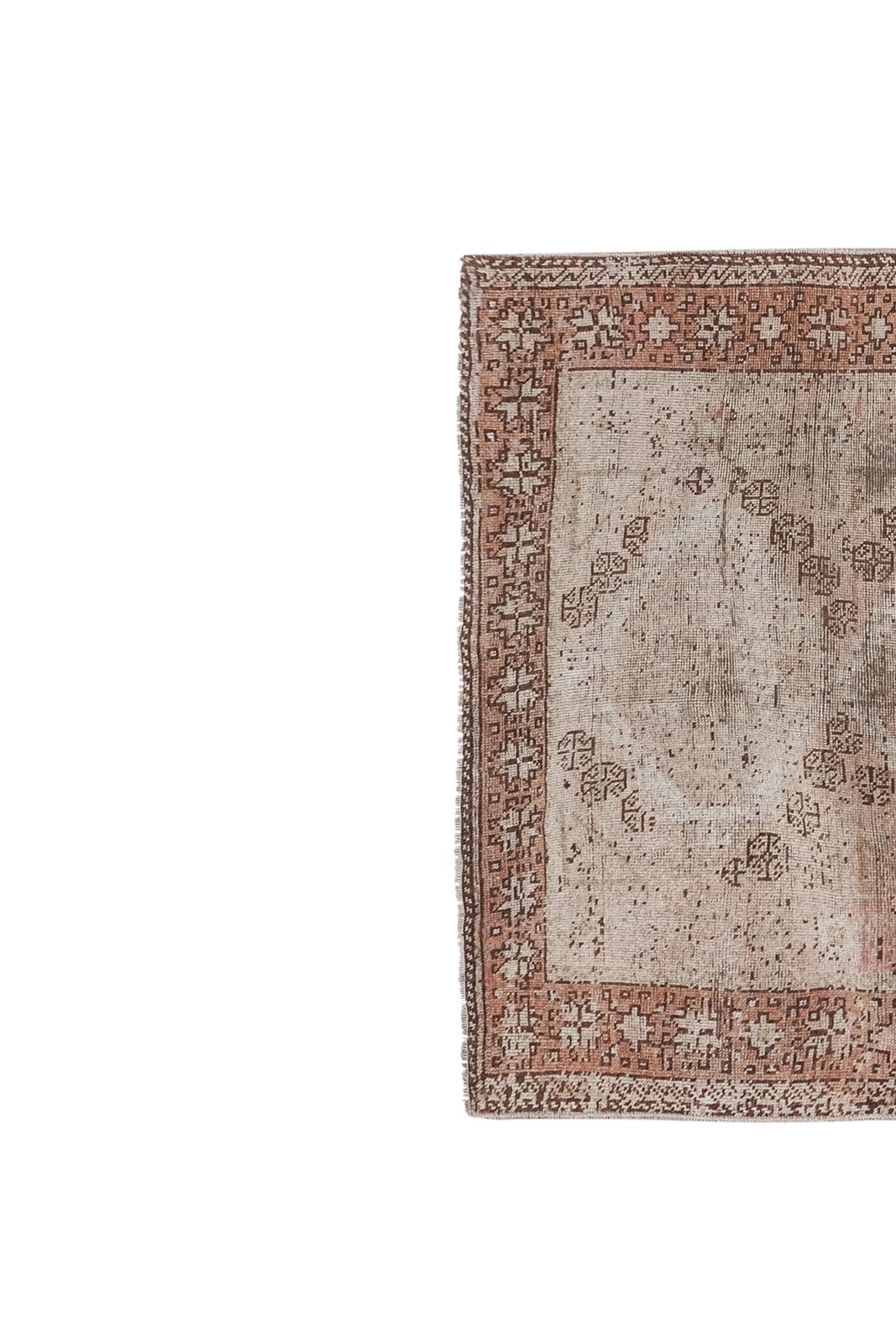 Distressed Turkish Wool Pink Runner Rug With Southwestern Style 4'9" X 10'12" photo for sale