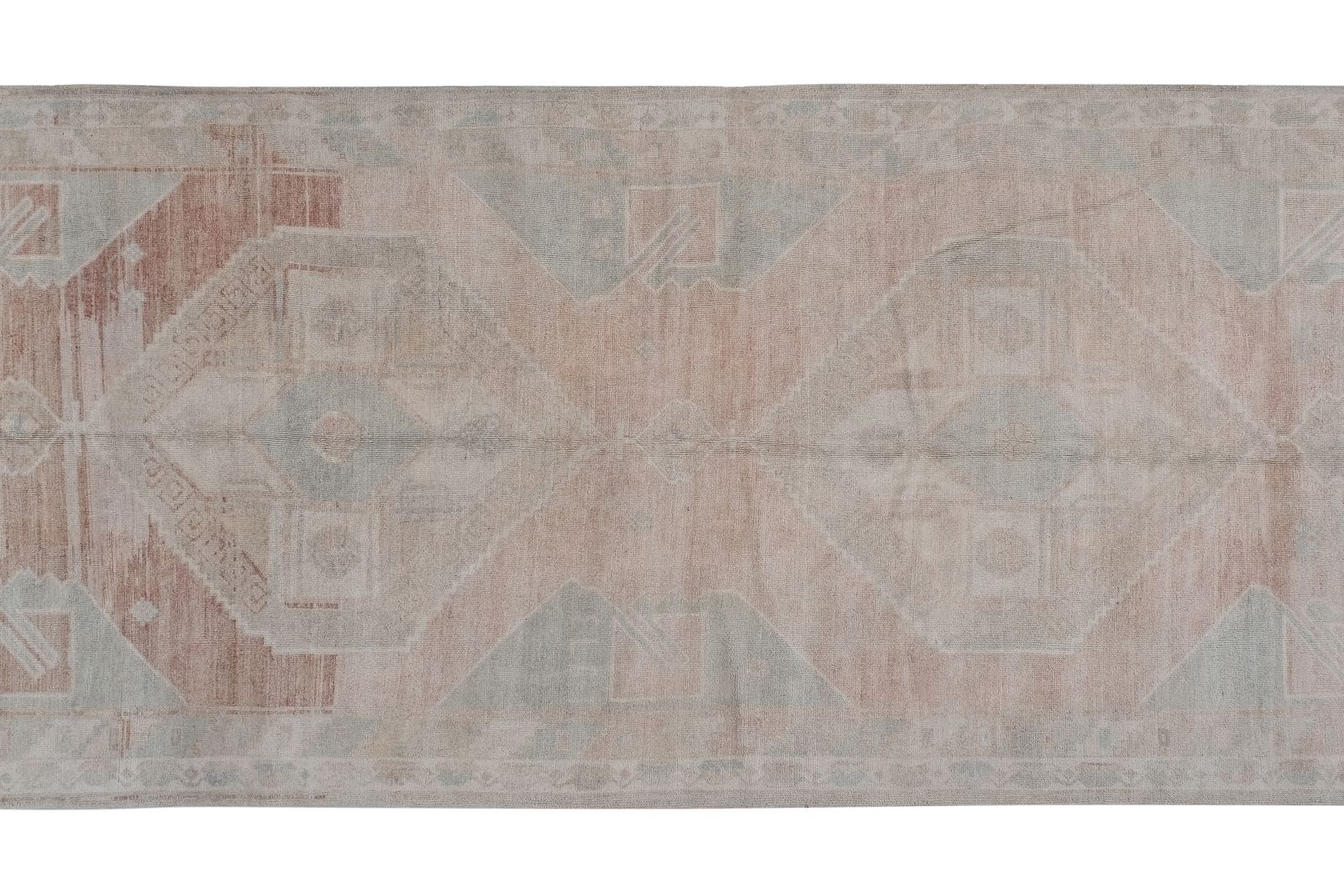 Vintage Faded Pale Oushak Rug Runner 5'7'' X 12'12'' photo for sale