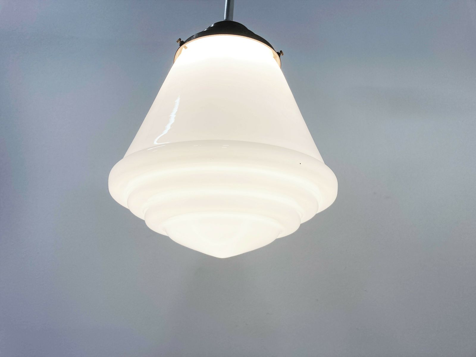 photo furniture Antique Conical Opaline Pendant Lights  1930s