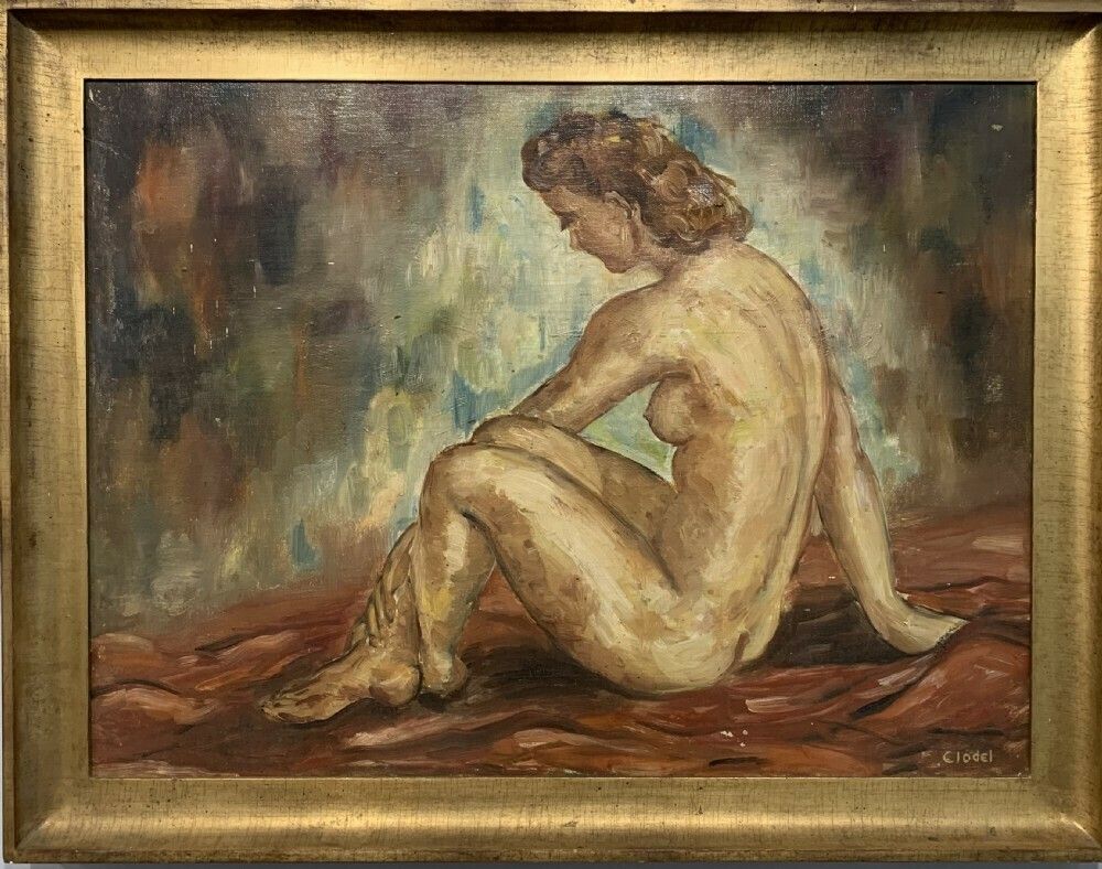 Art Deco French Female Nude Oil On Canvas C1920 30