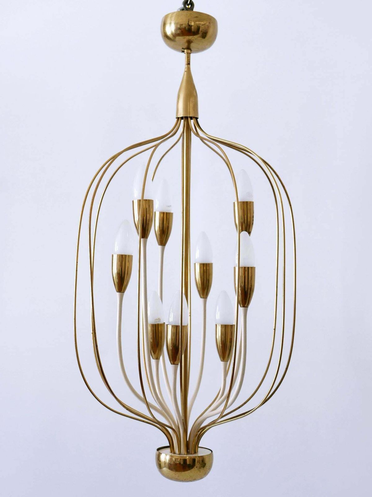 Exceptional Mid Century Modern Nine Flamed Chandelier Or Pendant Lamp 1950s photo furniture