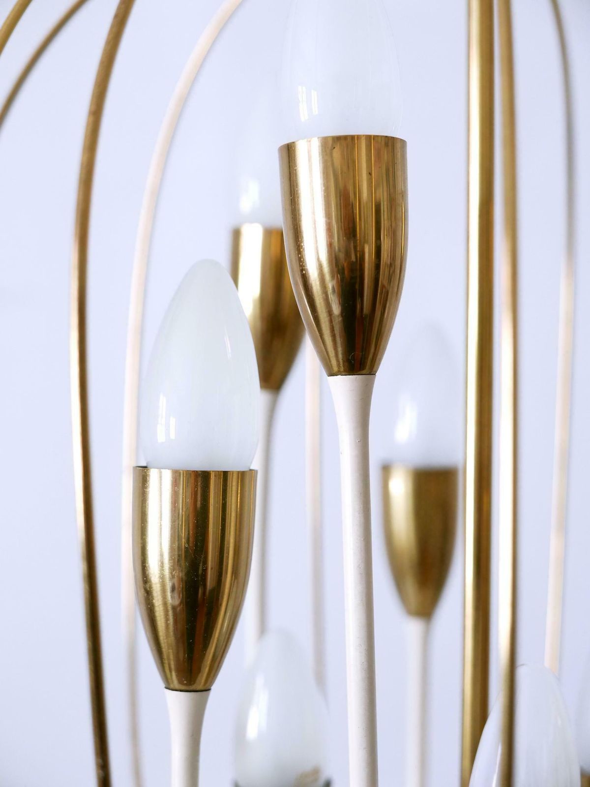 7854.0 Exceptional Mid Century Modern Nine Flamed Chandelier Or Pendant Lamp 1950s photo