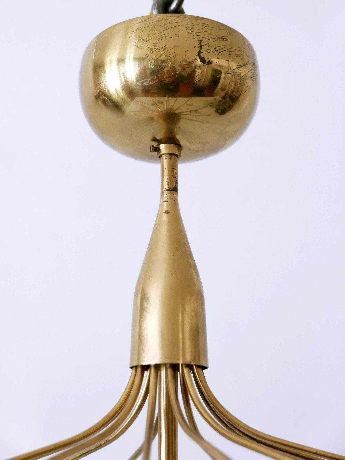 photo buy Exceptional Mid Century Modern Nine Flamed Chandelier Or Pendant Lamp 1950s