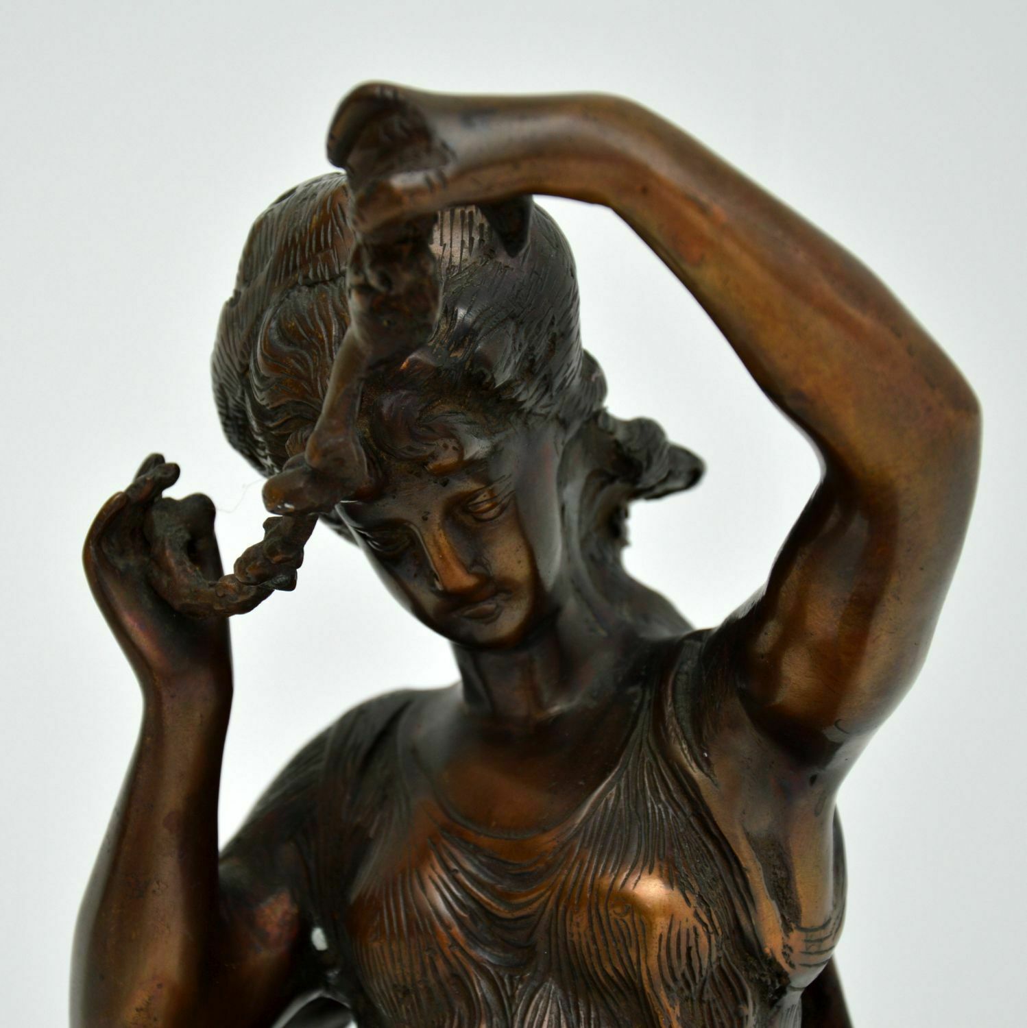 Antique Bronze Sculpture Of Woman And Child photo vinterior