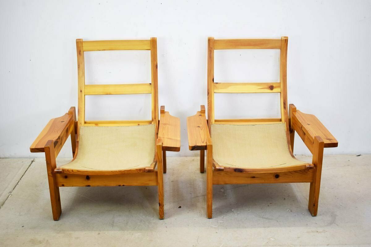 Italian Wooden Lounge Chairs 1970s Set Of 2 photo for sale