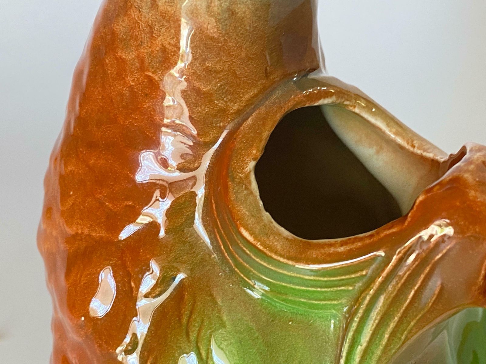Majolica Duck Mallard Pitcher Keller And Guerin Saint Clement, Circa 1900 France photo vinterior