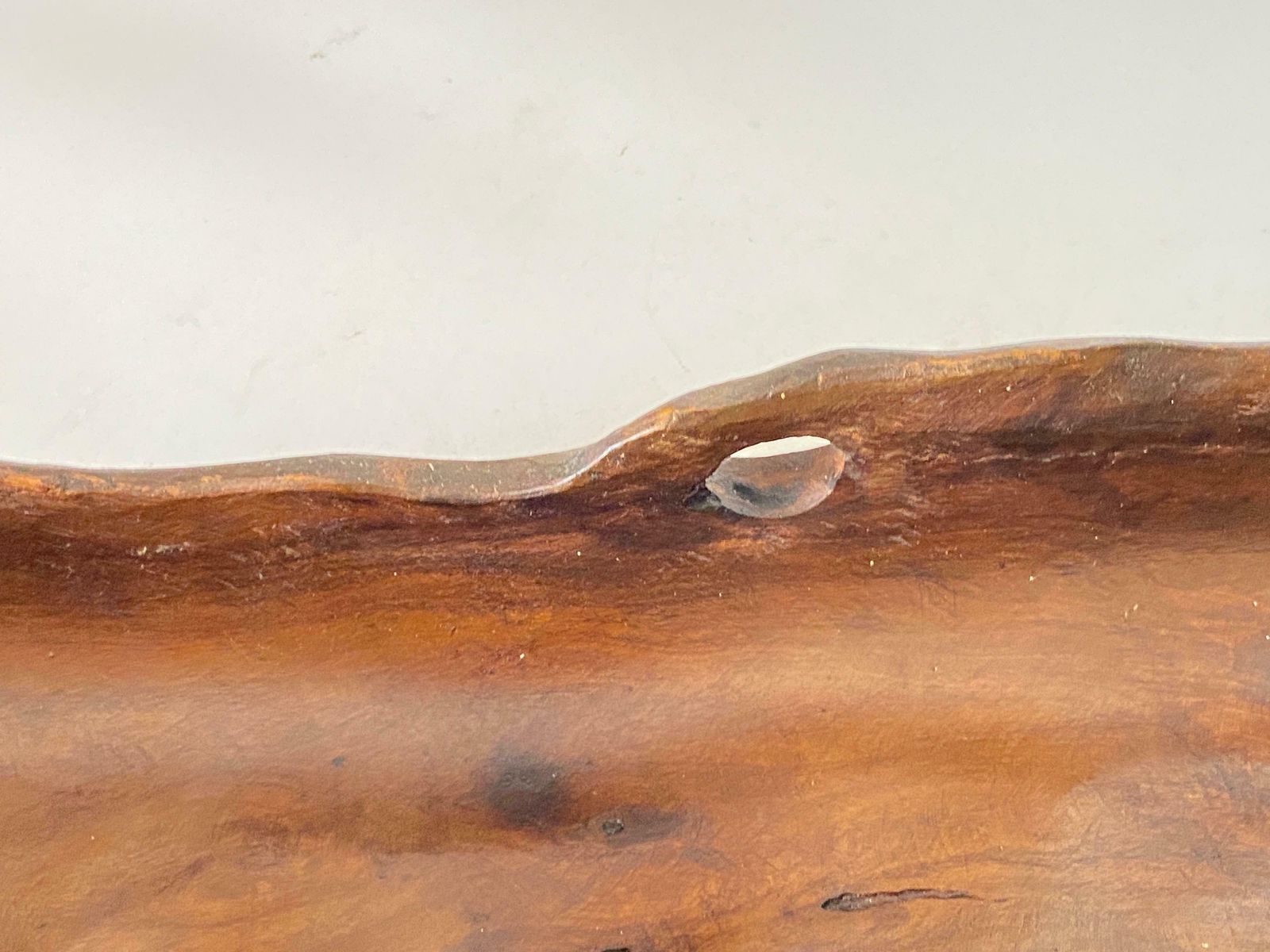 Large Brutalist Wood Bowl Large Vide Poche In A Brown Patina, France, Circa 1960 photo 486.0