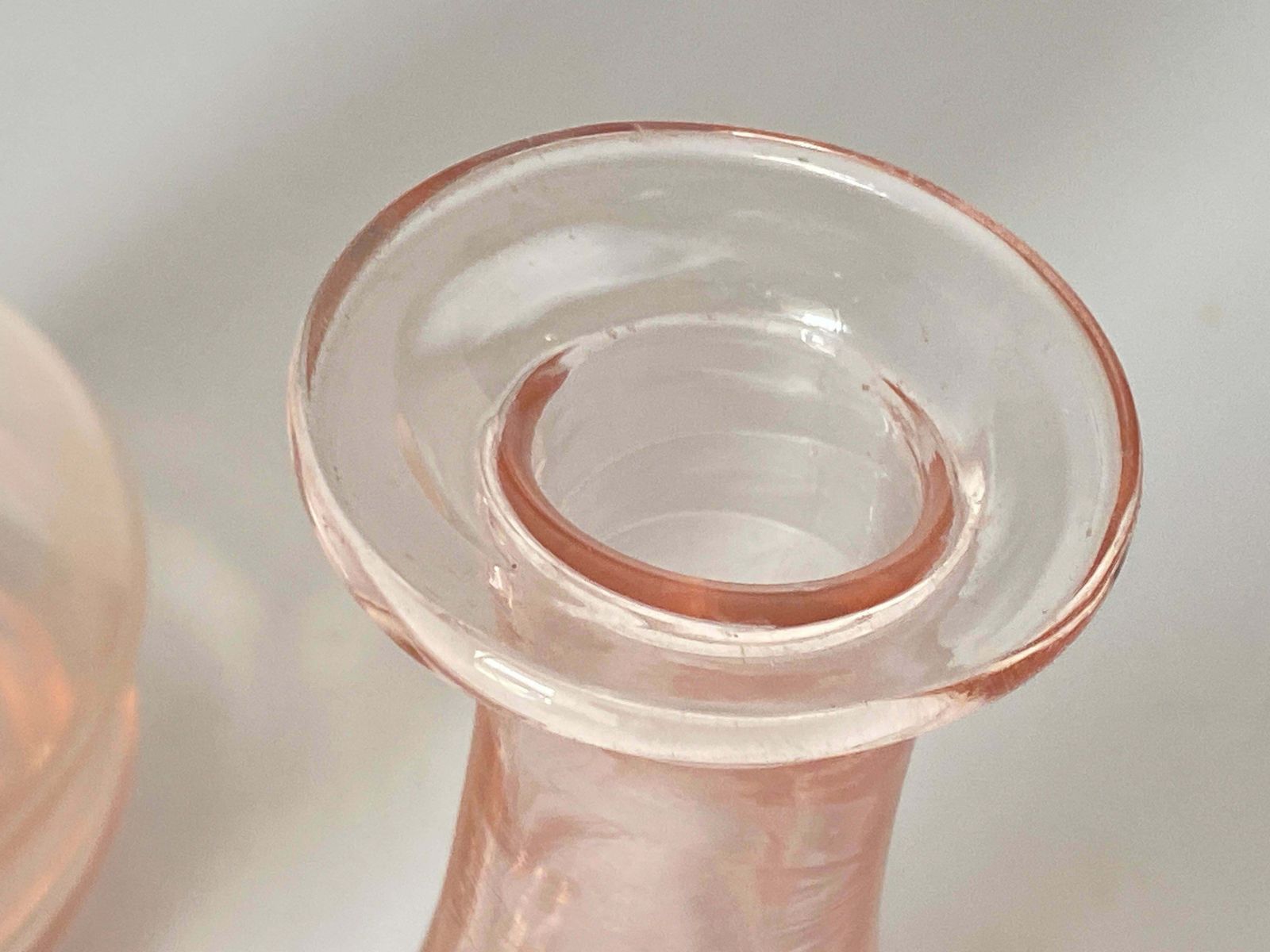 Decorative Vintage Pink Glass Bottles In Glass, France Circa 1940 Set Of 2 photo furniture