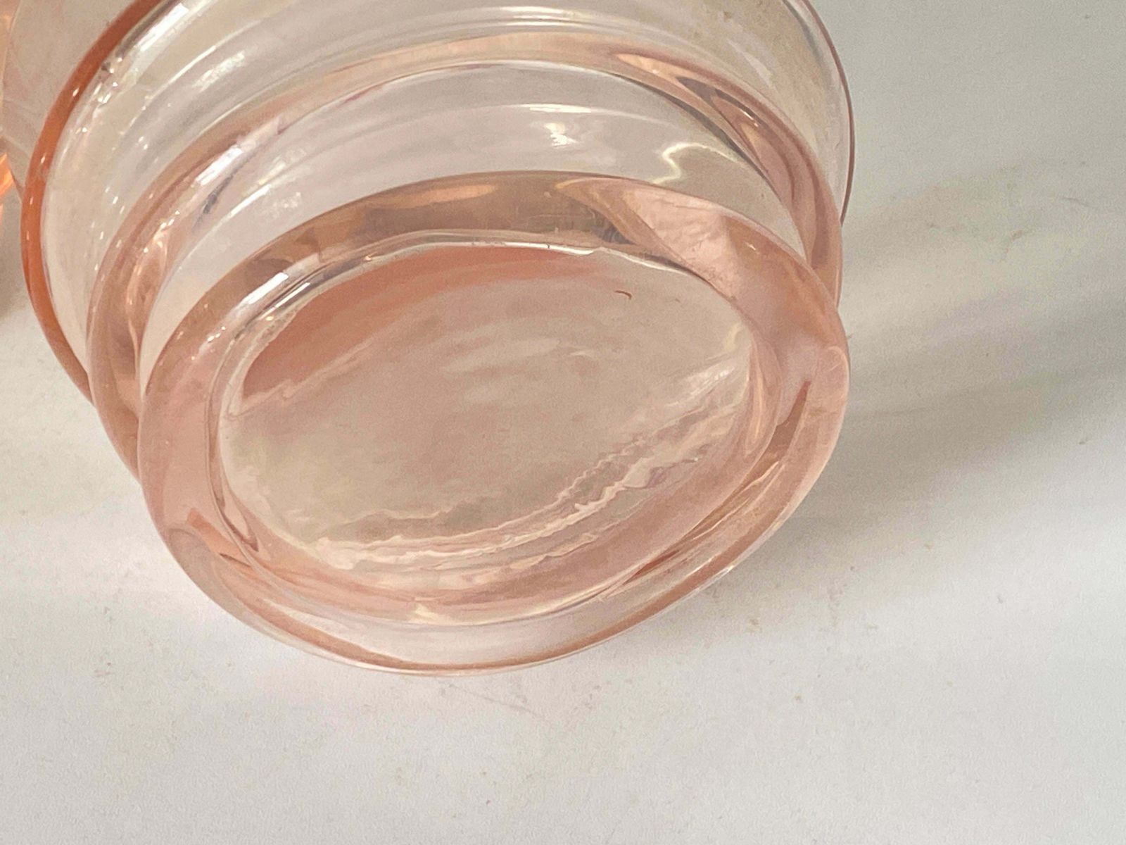 Decorative Vintage Pink Glass Bottles In Glass, France Circa 1940 Set Of 2 photo for sale