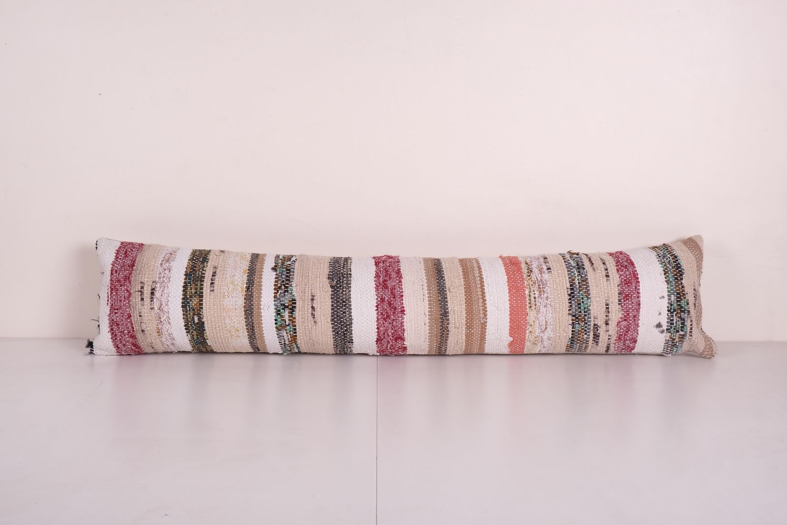 Extra Long Striped Rag Lumbar Pillow Cover   Cotton Bedding Pillow   Bedroom Decor  King Size Pillow Pillow 10'' X 45''