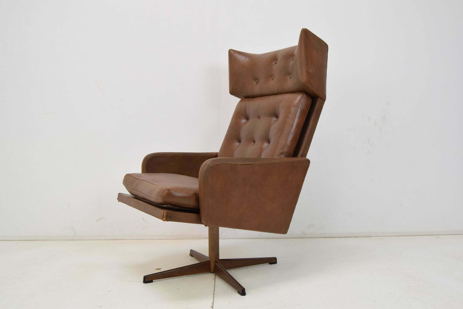 Mid Century Leatherette Rotatable Armchair, 1960's. photo for sale