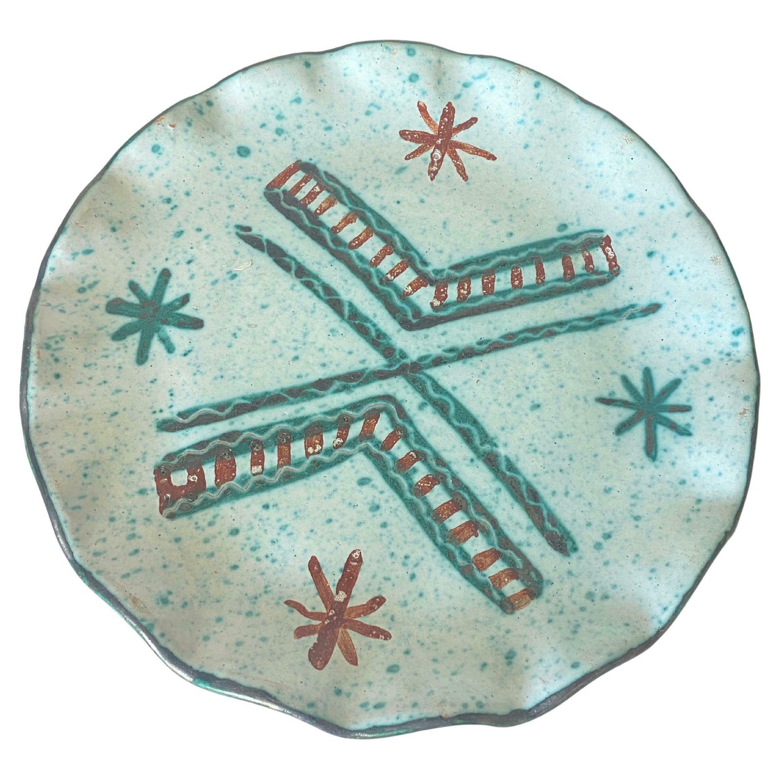 Ceramic Dish Green And Brown In The Style Of Robert Picault France, 1960