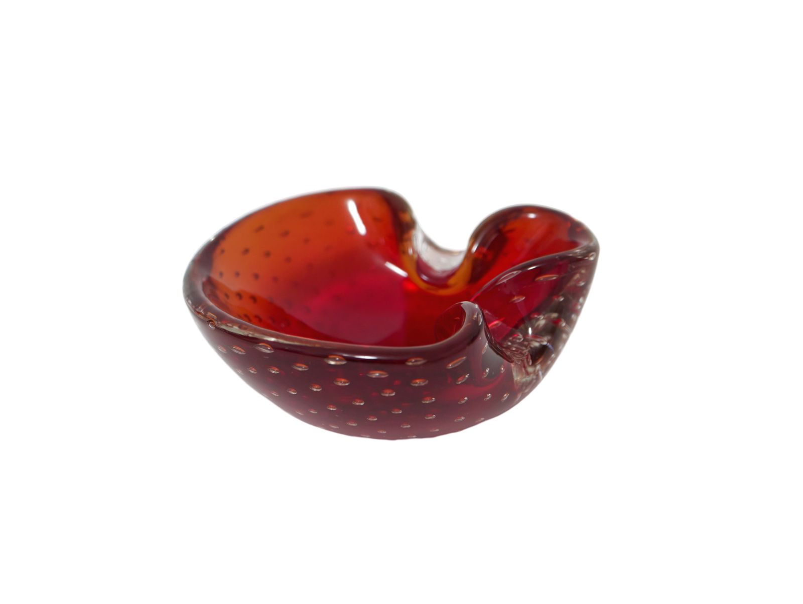 Murano Red Art Glass Controlled Bubble Ashtray/Dish, 1960's photo for sale